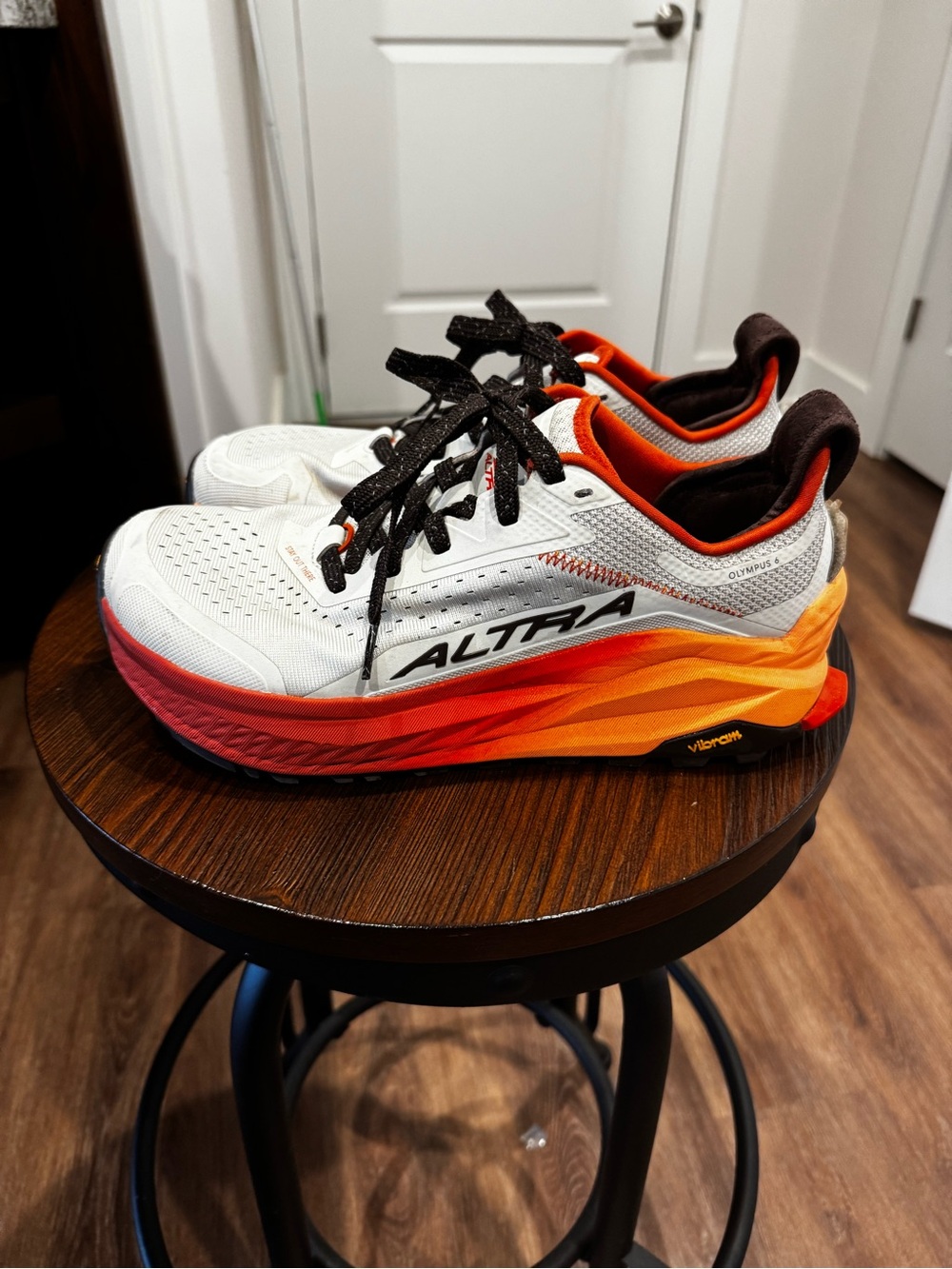 Altra White Sneakers with Orange and Red Gradient Midsole